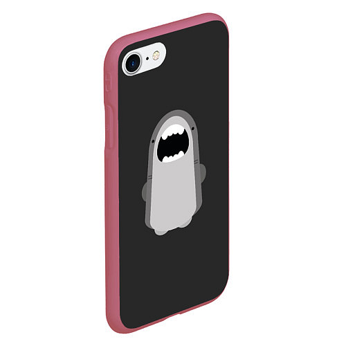 Чехол iPhone 7/8 матовый Акула Черный фон / 3D-Малиновый – фото 2