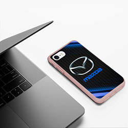 Чехол iPhone 7/8 матовый Mazda Абстракция карбон, цвет: 3D-светло-розовый — фото 2
