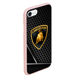 Чехол iPhone 7/8 матовый Lamborghini Соты карбон, цвет: 3D-светло-розовый — фото 2