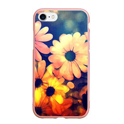 Чехол iPhone 7/8 матовый Яркий футаж из цветов, цвет: 3D-светло-розовый