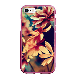 Чехол iPhone 7/8 матовый Цветочные плитки, цвет: 3D-малиновый