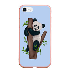 Чехол iPhone 7/8 матовый Забавная панда на дереве, цвет: 3D-светло-розовый