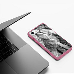 Чехол iPhone 7/8 матовый Имитация скалы, цвет: 3D-малиновый — фото 2