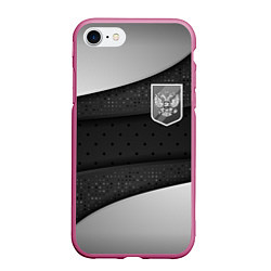 Чехол iPhone 7/8 матовый Черно-белый герб России, цвет: 3D-малиновый