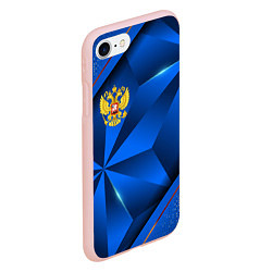 Чехол iPhone 7/8 матовый Герб РФ на синем объемном фоне, цвет: 3D-светло-розовый — фото 2