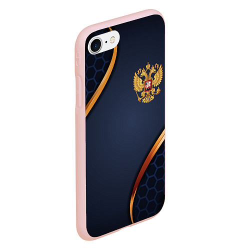 Чехол iPhone 7/8 матовый Blue & gold герб России / 3D-Светло-розовый – фото 2