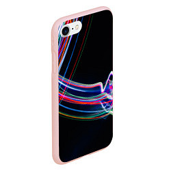 Чехол iPhone 7/8 матовый Неоновые линии во тьме, цвет: 3D-светло-розовый — фото 2