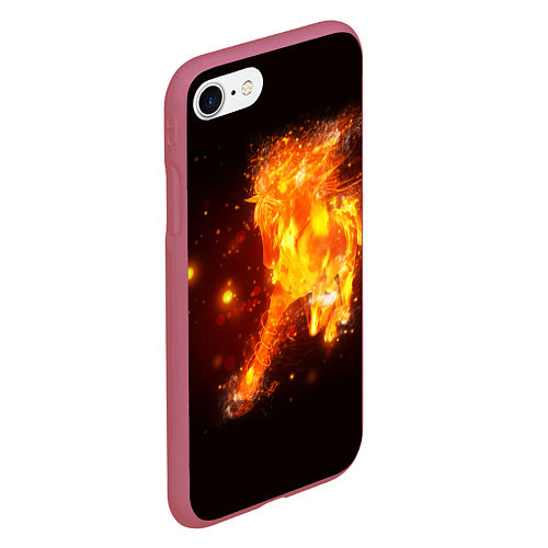 Чехол iPhone 7/8 матовый Огненная лошадь мчит галопом / 3D-Малиновый – фото 2