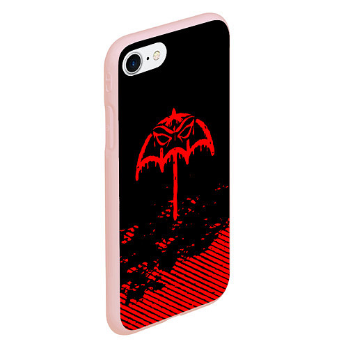 Чехол iPhone 7/8 матовый Bring Me the Horizon красный фонтик / 3D-Светло-розовый – фото 2