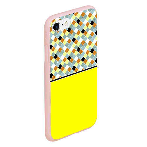 Чехол iPhone 7/8 матовый Желтый неоновый комбинированный узор / 3D-Светло-розовый – фото 2