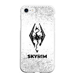 Чехол iPhone 7/8 матовый Skyrim с потертостями на светлом фоне, цвет: 3D-белый