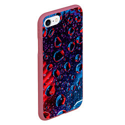 Чехол iPhone 7/8 матовый Капли воды на цветном стекле, цвет: 3D-малиновый — фото 2