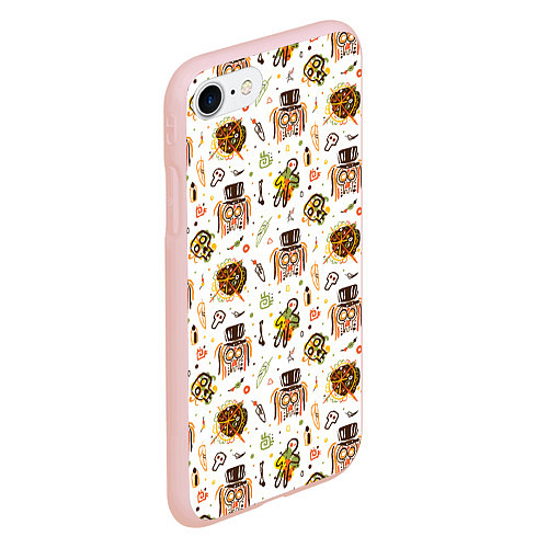 Чехол iPhone 7/8 матовый Череп с волосами / 3D-Светло-розовый – фото 2