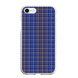 Чехол iPhone 7/8 матовый Синий с горчичным в клетку