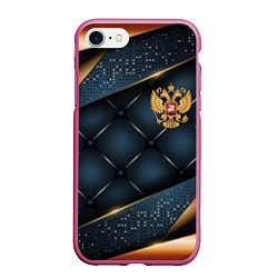 Чехол iPhone 7/8 матовый Золотой герб России на объемном фоне