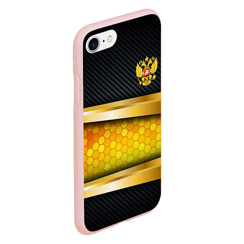 Чехол iPhone 7/8 матовый Black & gold - герб России / 3D-Светло-розовый – фото 2