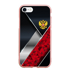Чехол iPhone 7/8 матовый Red & black Russia, цвет: 3D-светло-розовый