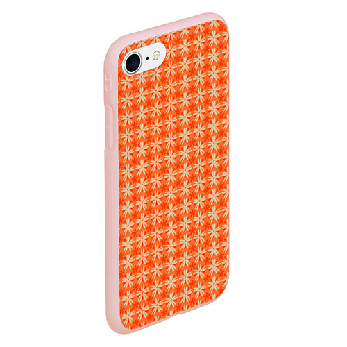 Чехол iPhone 7/8 матовый Цветочки на оранжевом фоне / 3D-Светло-розовый – фото 2