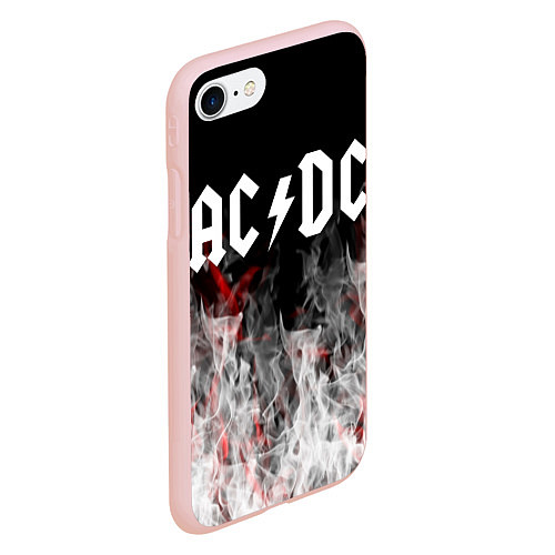 Чехол iPhone 7/8 матовый AC DC огонь-пламя / 3D-Светло-розовый – фото 2