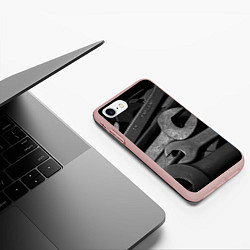 Чехол iPhone 7/8 матовый Композиция из гаечных ключей, цвет: 3D-светло-розовый — фото 2