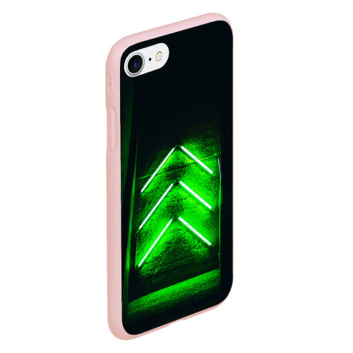 Чехол iPhone 7/8 матовый Неоновые зелёные стрелки во тьме / 3D-Светло-розовый – фото 2