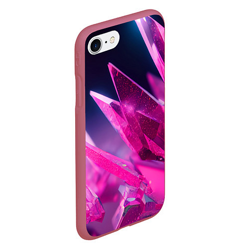 Чехол iPhone 7/8 матовый Розовые кристаллы / 3D-Малиновый – фото 2