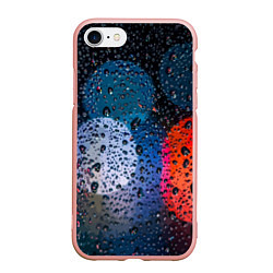 Чехол iPhone 7/8 матовый Разноцветные огни сквозь дождевое стекло, цвет: 3D-светло-розовый
