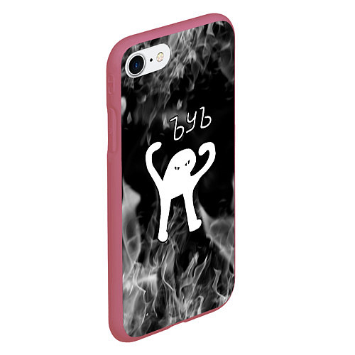 Чехол iPhone 7/8 матовый Ъуъ съука - пламя / 3D-Малиновый – фото 2