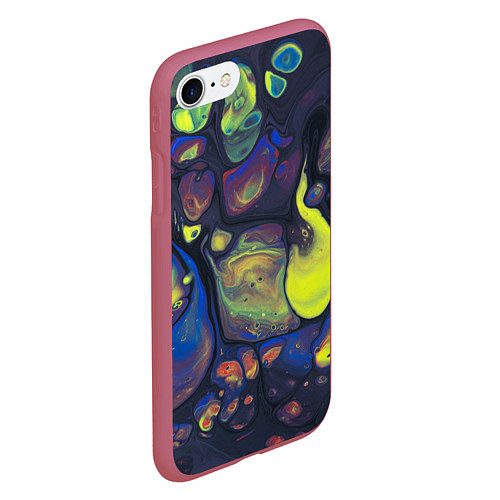 Чехол iPhone 7/8 матовый Неоновые светящиеся камни / 3D-Малиновый – фото 2