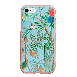 Чехол iPhone 7/8 матовый Райский сад в стиле gucci, цвет: 3D-светло-розовый