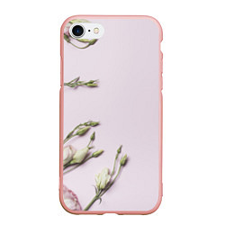 Чехол iPhone 7/8 матовый Красивые Цветы на Розовом фоне