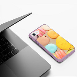 Чехол iPhone 7/8 матовый Разноцветные пирожные Макарон, цвет: 3D-сиреневый — фото 2