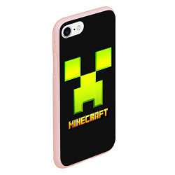 Чехол iPhone 7/8 матовый Minecraft: neon logo, цвет: 3D-светло-розовый — фото 2