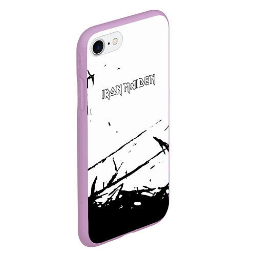 Чехол iPhone 7/8 матовый Iron Maiden черная текстура / 3D-Сиреневый – фото 2