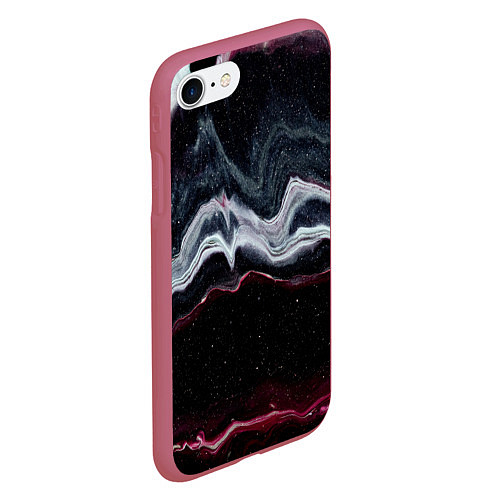 Чехол iPhone 7/8 матовый Волнообразные следы белого и красного песка / 3D-Малиновый – фото 2
