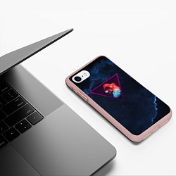 Чехол iPhone 7/8 матовый Неоновая девушка в треугольнике, цвет: 3D-светло-розовый — фото 2