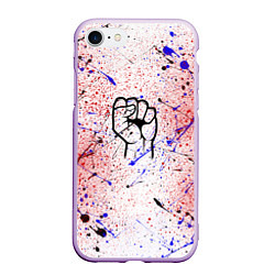 Чехол iPhone 7/8 матовый Не сдавайся - кулак, цвет: 3D-сиреневый