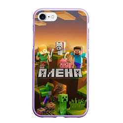 Чехол iPhone 7/8 матовый Алена Minecraft, цвет: 3D-сиреневый