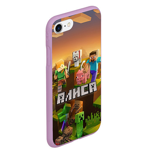 Чехол iPhone 7/8 матовый Алиса Minecraft / 3D-Сиреневый – фото 2