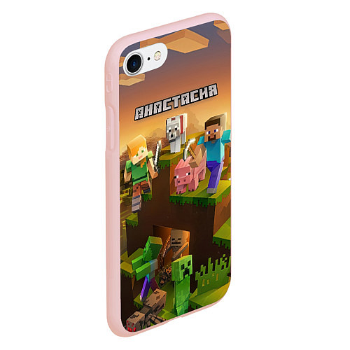 Чехол iPhone 7/8 матовый Анастасия Minecraft / 3D-Светло-розовый – фото 2