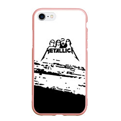 Чехол iPhone 7/8 матовый Metallica - черная текстура, цвет: 3D-светло-розовый
