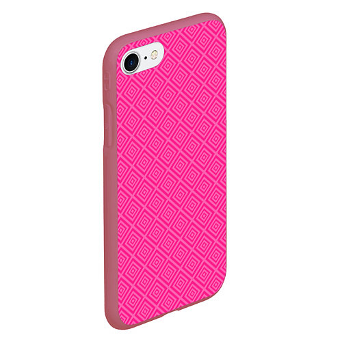 Чехол iPhone 7/8 матовый Розовый орнамент из квадратиков / 3D-Малиновый – фото 2
