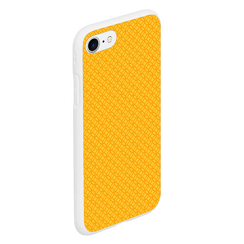 Чехол iPhone 7/8 матовый Желтые связанные узоры / 3D-Белый – фото 2