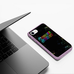 Чехол iPhone 7/8 матовый Minecraft neon ultimate, цвет: 3D-сиреневый — фото 2