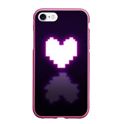 Чехол iPhone 7/8 матовый Undertale heart neon, цвет: 3D-малиновый