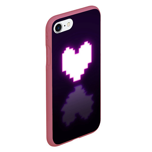 Чехол iPhone 7/8 матовый Undertale heart neon / 3D-Малиновый – фото 2