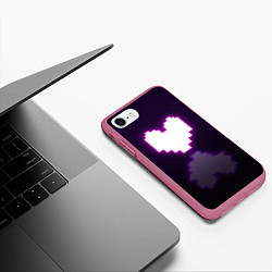 Чехол iPhone 7/8 матовый Undertale heart neon, цвет: 3D-малиновый — фото 2