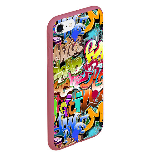 Чехол iPhone 7/8 матовый Надпись и краска граффити / 3D-Малиновый – фото 2