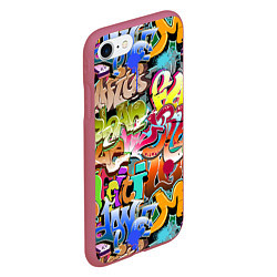 Чехол iPhone 7/8 матовый Надпись и краска граффити, цвет: 3D-малиновый — фото 2