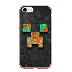 Чехол iPhone 7/8 матовый Minecraft rust, цвет: 3D-светло-розовый